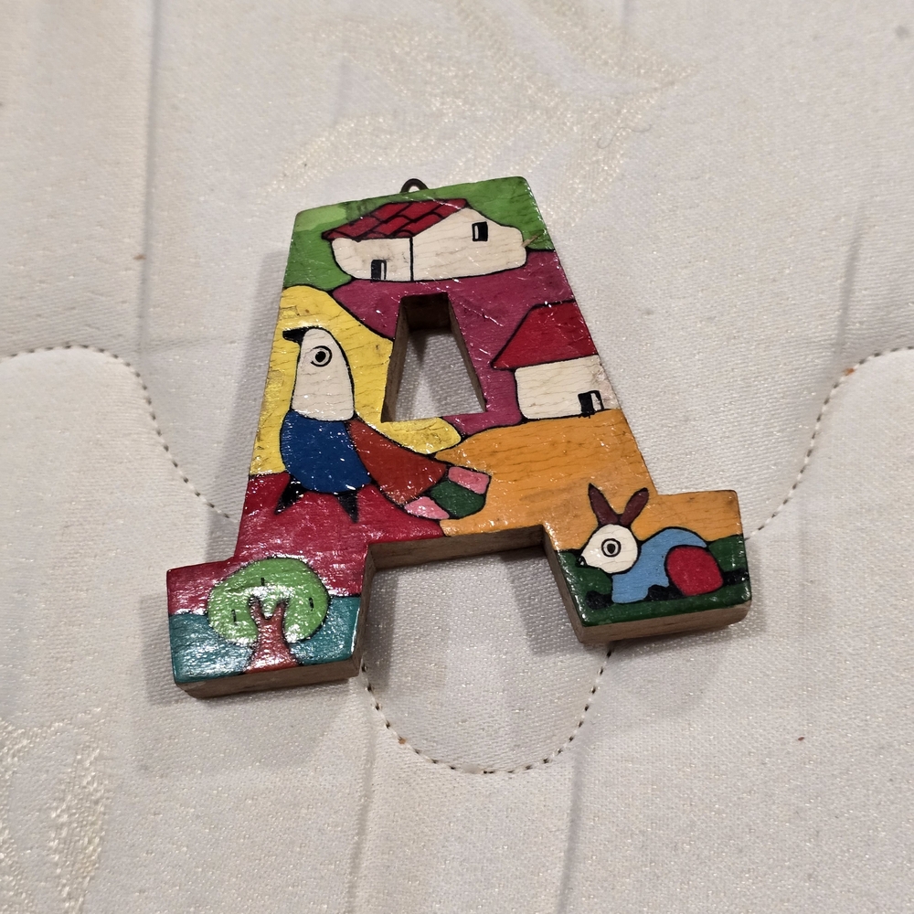 Multicolor Artistic Wooden Letter A Decor